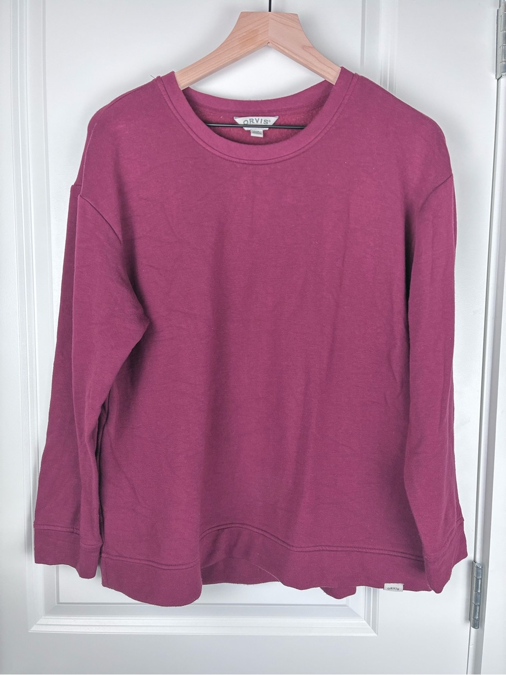 Orvis Women's Crewneck Fleece Sweatshirt - Plum Magenta Pink Size Large